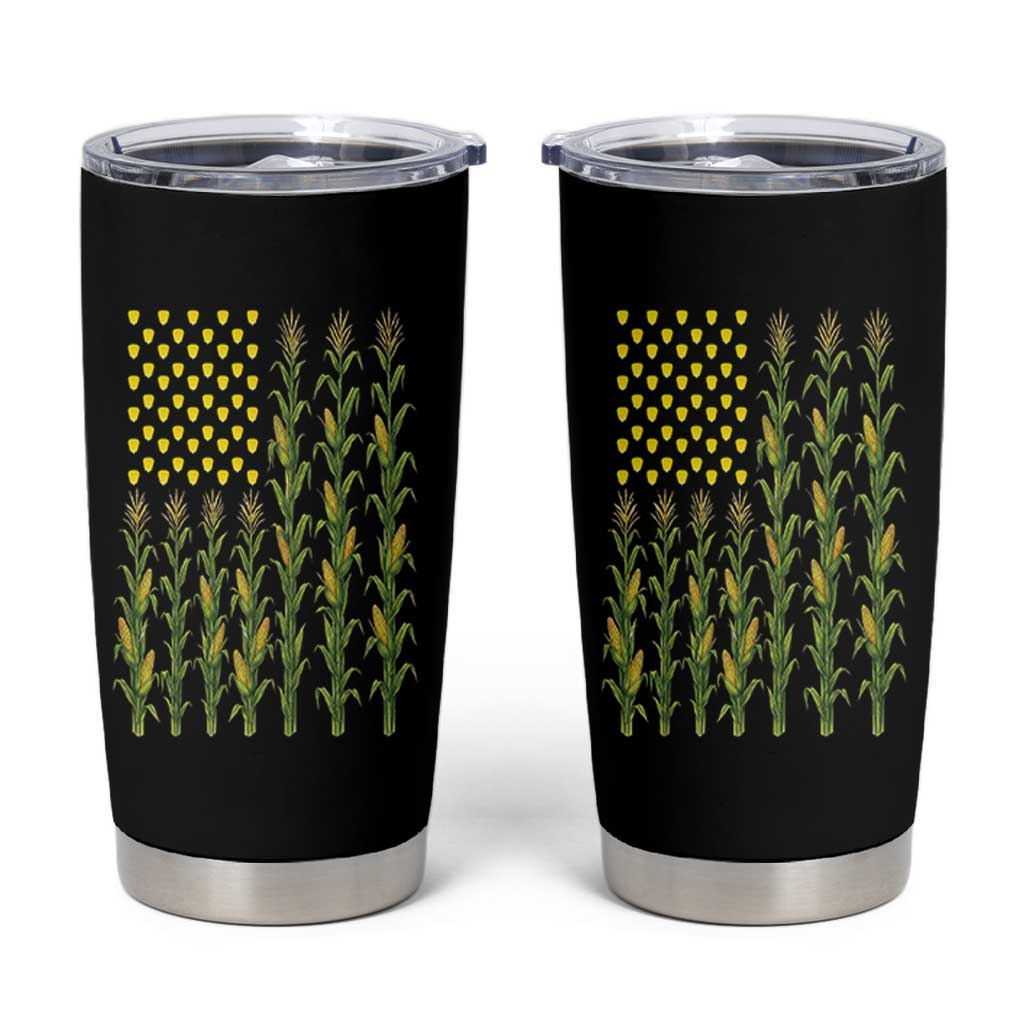 Vintage Corn American Flag Tumbler Cup Patriotic Farmer Farm Gift