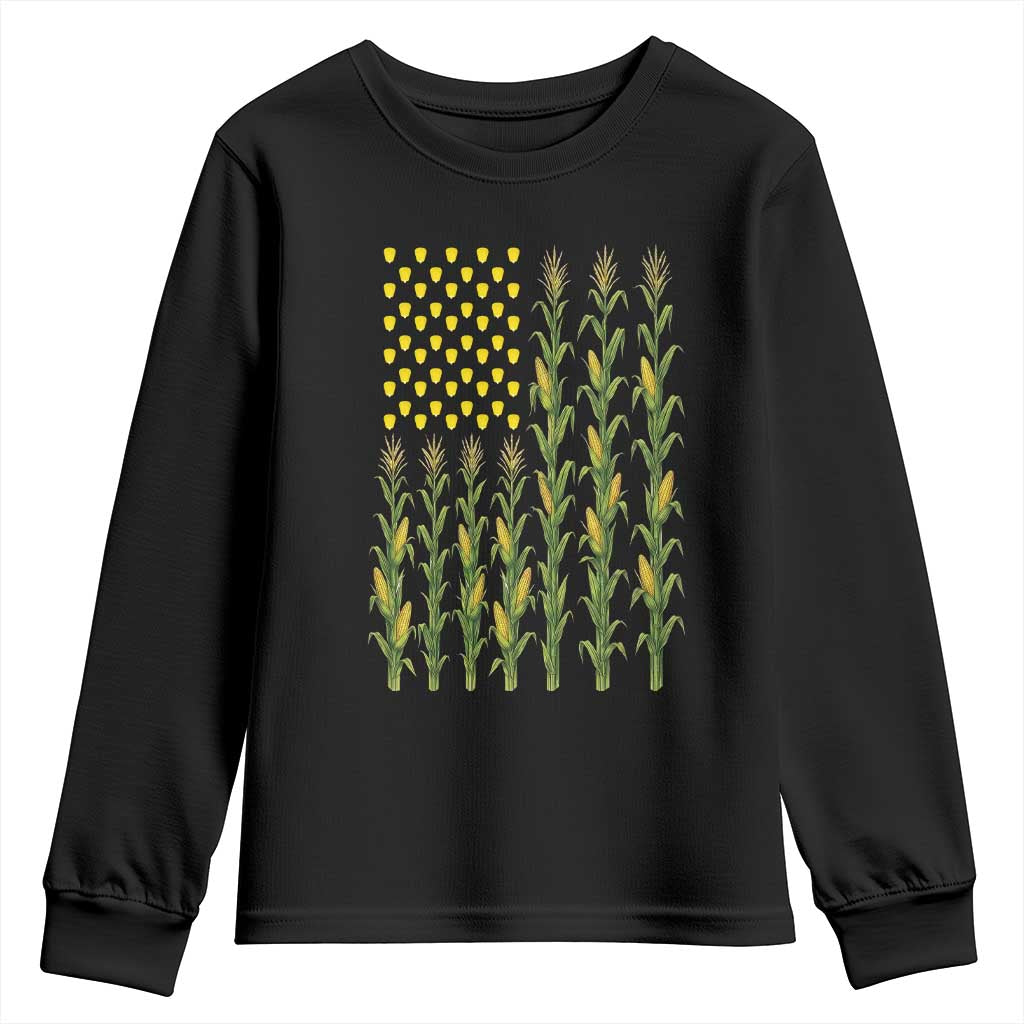 Vintage Corn American Flag Youth Sweatshirt Patriotic Farmer Farm Gift