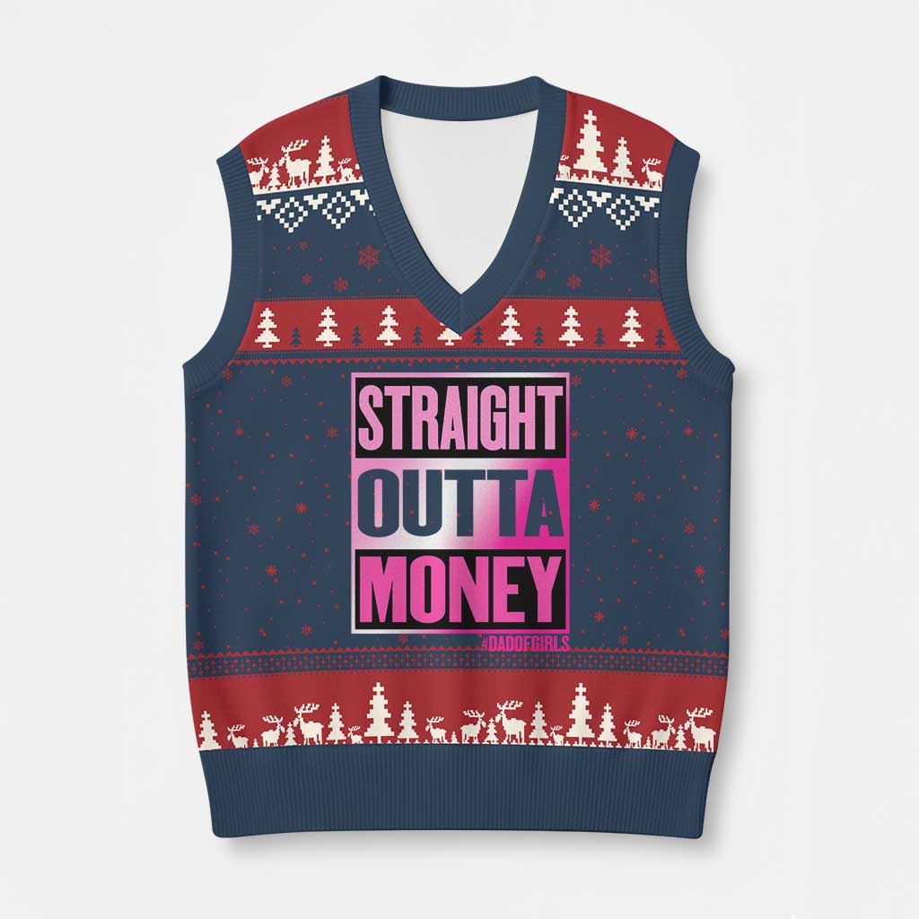 Funny Girl Dad Life V-Neck Knit Sweater Vest Broke Dad Out Of Money