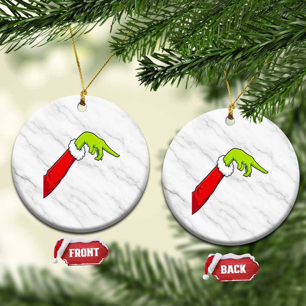 Funny Green Hand Basketball Pointing Meme Ceramic Ornament Christmas Holiday Gift