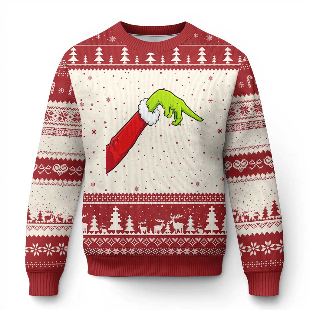 Funny Green Hand Basketball Pointing Meme Ugly Christmas Sweater Christmas Holiday Gift