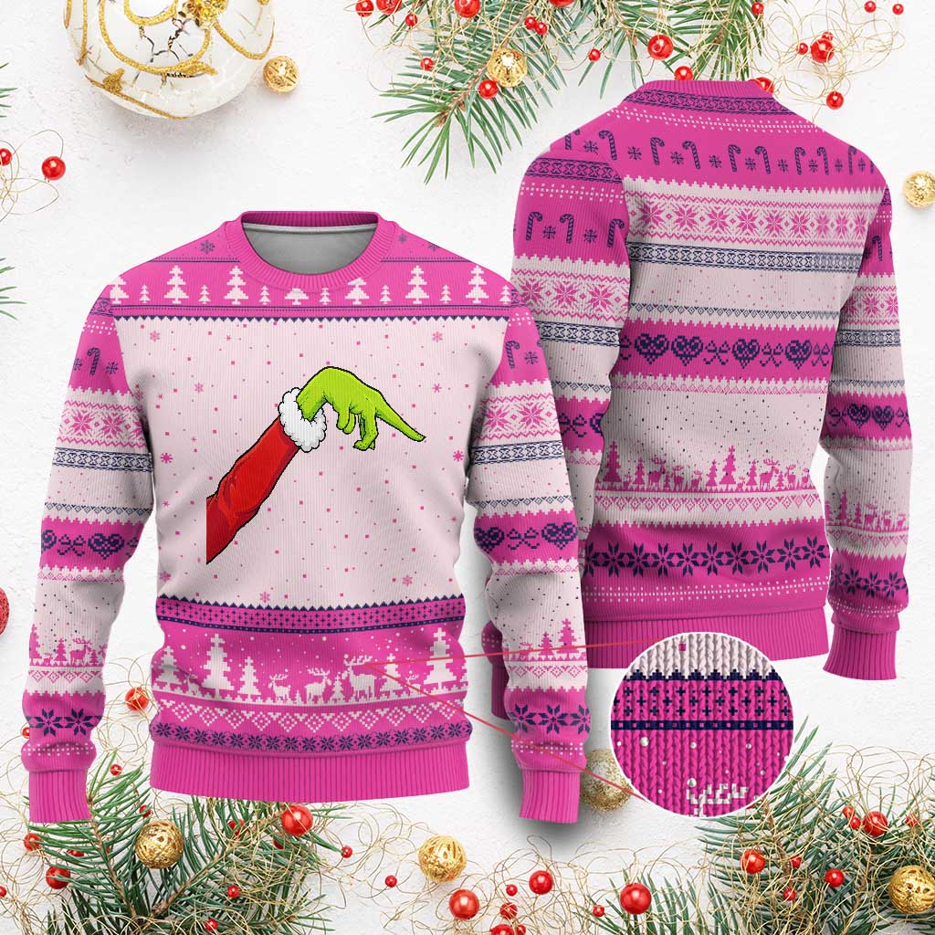 Funny Green Hand Basketball Pointing Meme Ugly Christmas Sweater Christmas Holiday Gift