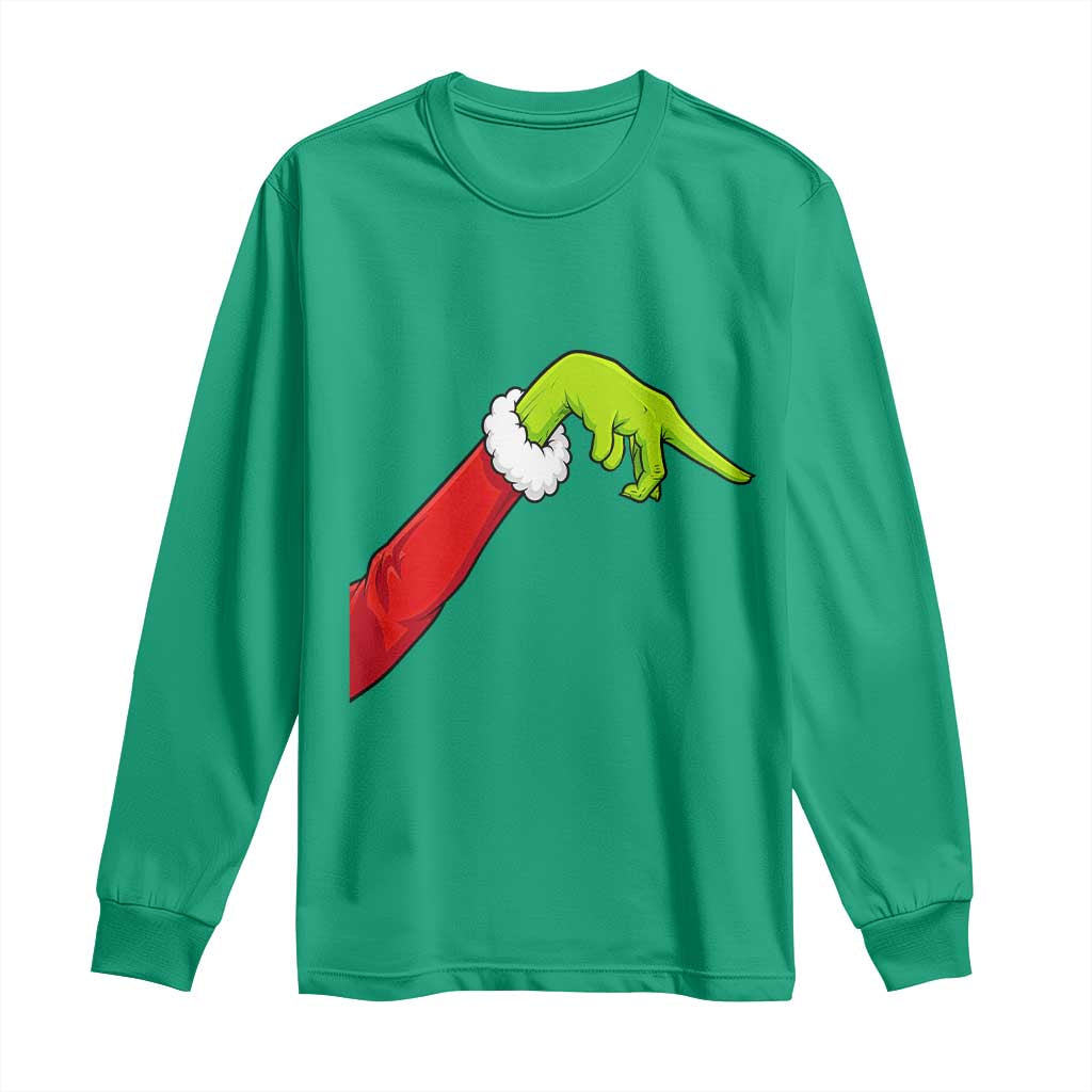 Funny Green Hand Basketball Pointing Meme Long Sleeve Shirt Christmas Holiday Gift