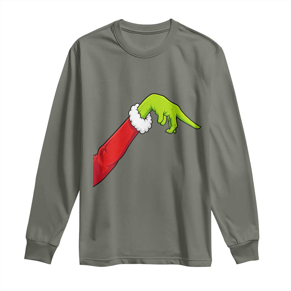 Funny Green Hand Basketball Pointing Meme Long Sleeve Shirt Christmas Holiday Gift