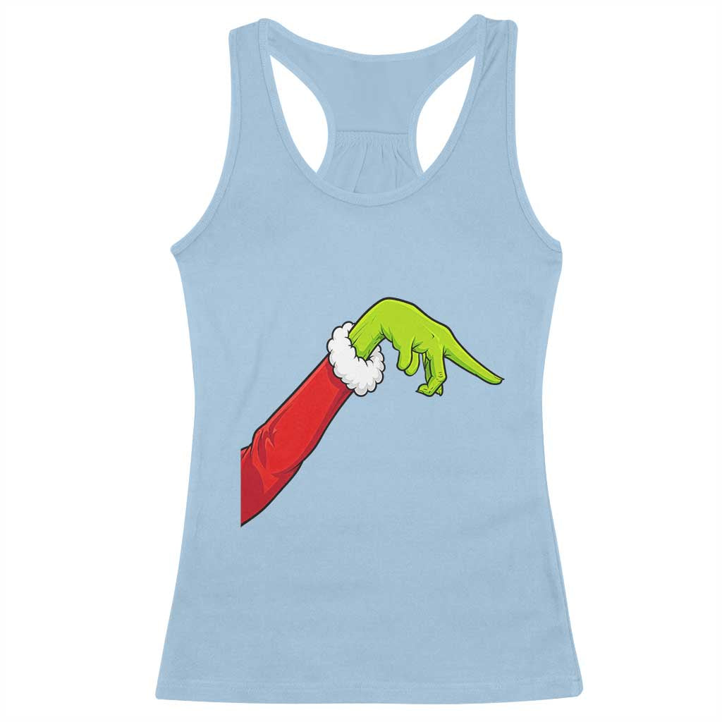 Funny Green Hand Basketball Pointing Meme Racerback Tank Top Christmas Holiday Gift