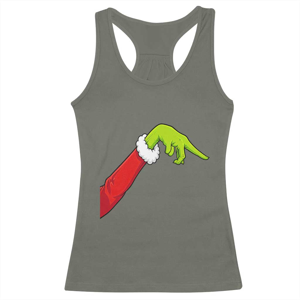Funny Green Hand Basketball Pointing Meme Racerback Tank Top Christmas Holiday Gift