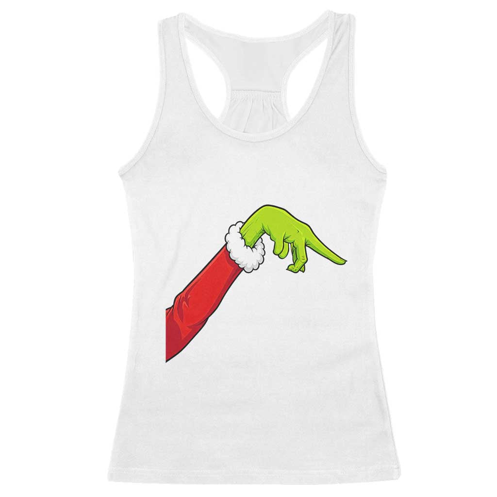 Funny Green Hand Basketball Pointing Meme Racerback Tank Top Christmas Holiday Gift