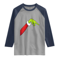 Funny Green Hand Basketball Pointing Meme Raglan Shirt Christmas Holiday Gift