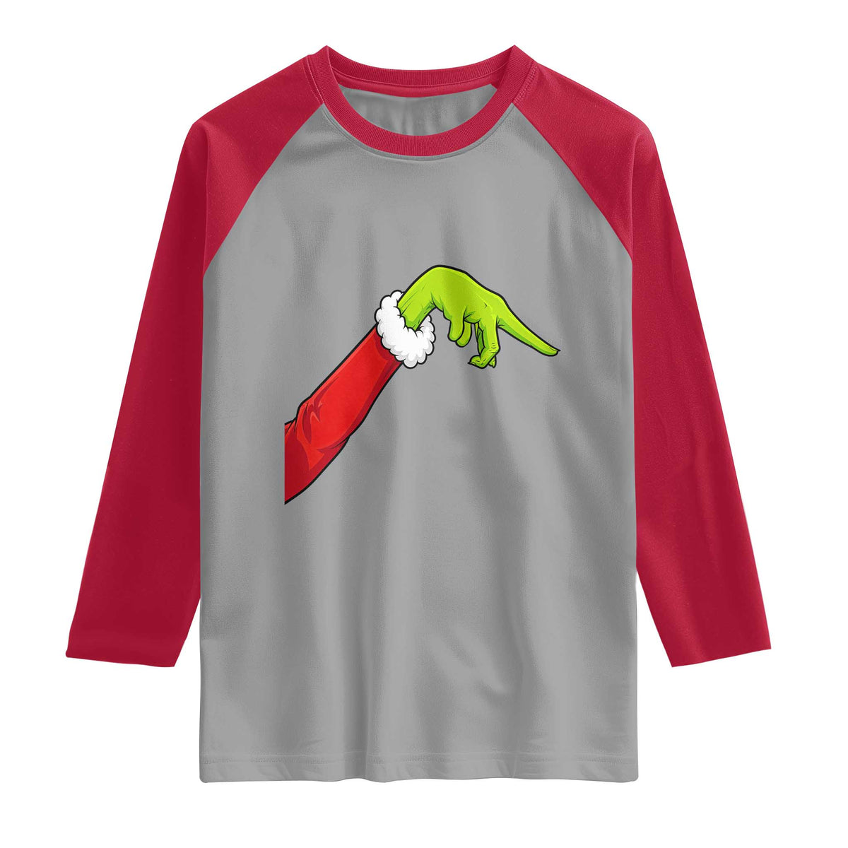 Funny Green Hand Basketball Pointing Meme Raglan Shirt Christmas Holiday Gift