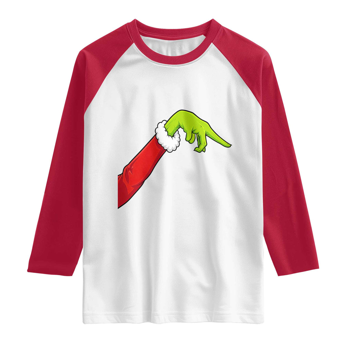 Funny Green Hand Basketball Pointing Meme Raglan Shirt Christmas Holiday Gift