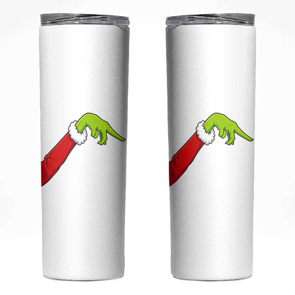 Funny Green Hand Basketball Pointing Meme Skinny Tumbler Christmas Holiday Gift