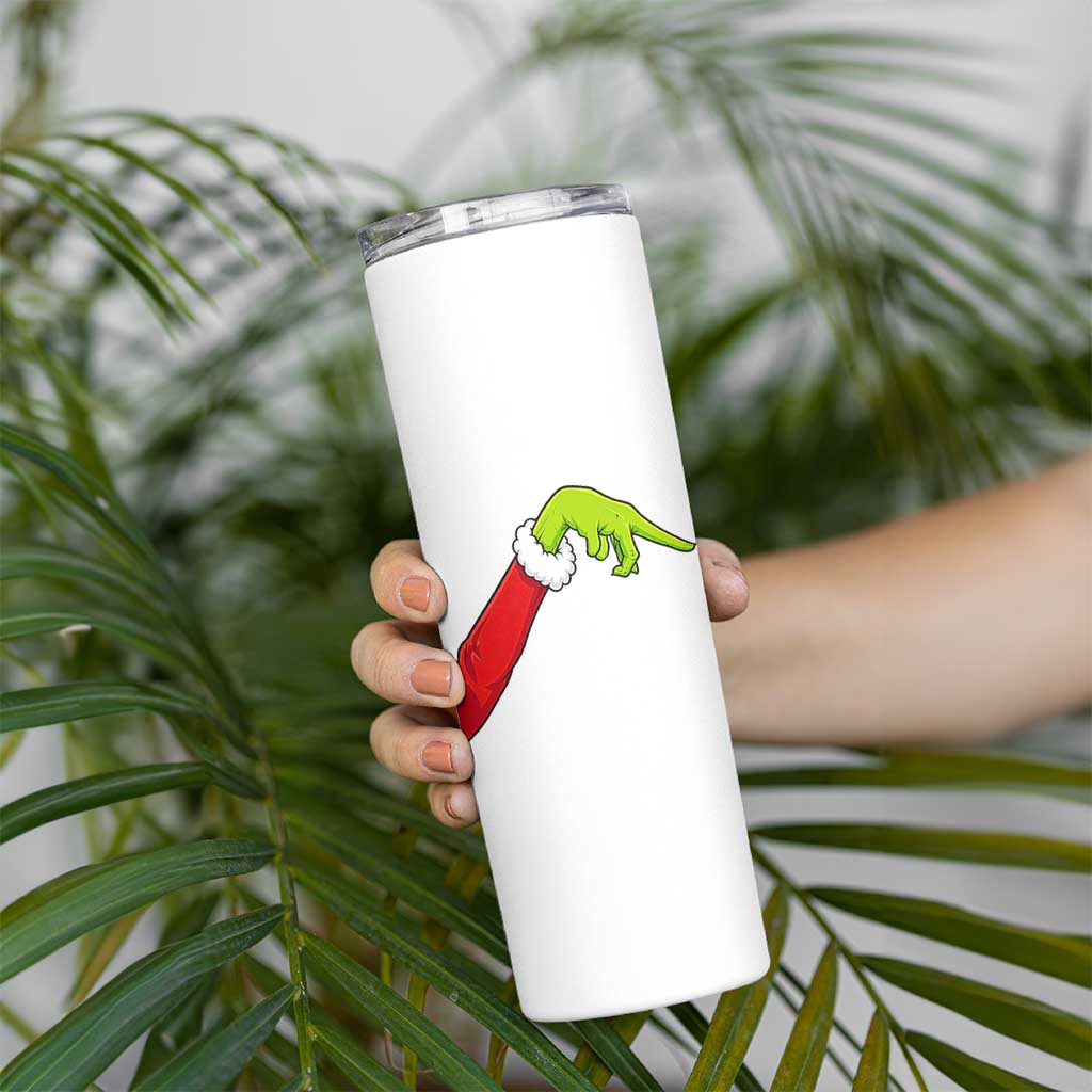 Funny Green Hand Basketball Pointing Meme Skinny Tumbler Christmas Holiday Gift