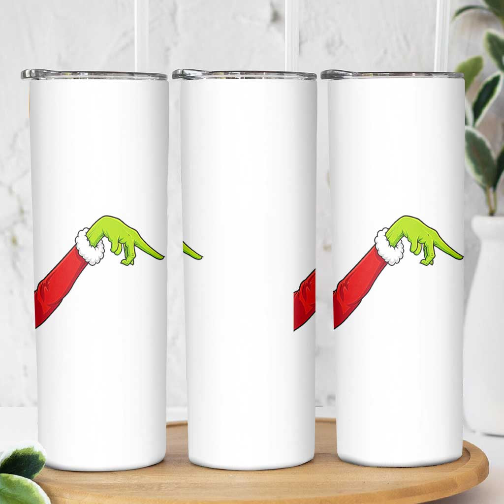 Funny Green Hand Basketball Pointing Meme Skinny Tumbler Christmas Holiday Gift
