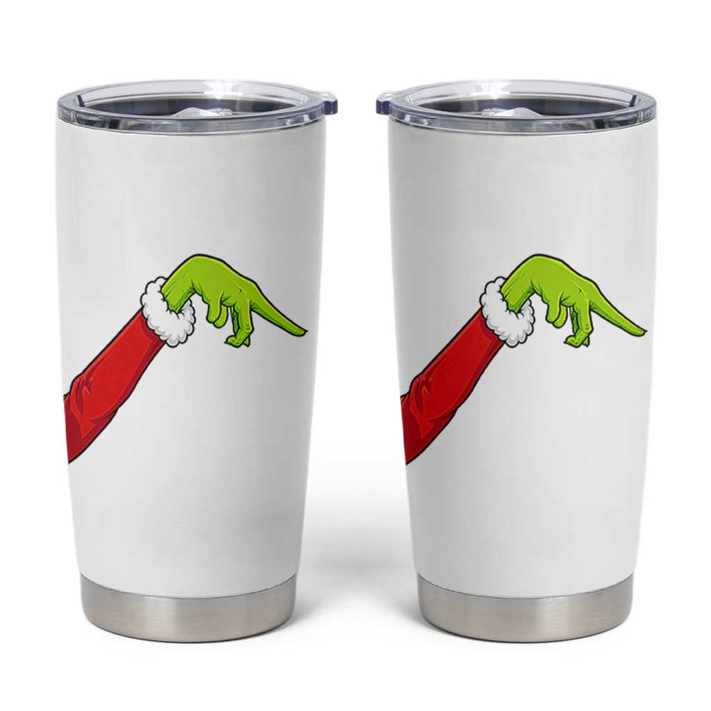 Funny Green Hand Basketball Pointing Meme Tumbler Cup Christmas Holiday Gift