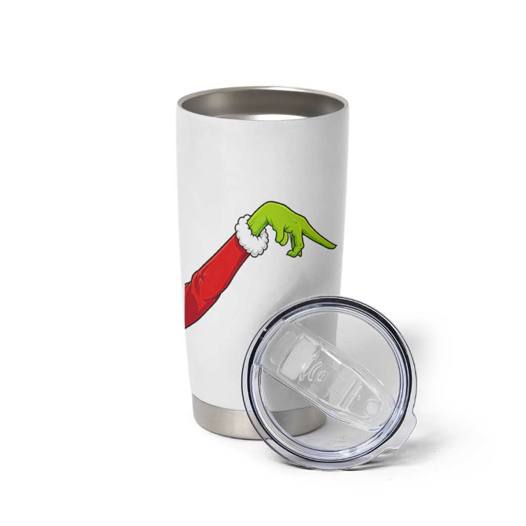 Funny Green Hand Basketball Pointing Meme Tumbler Cup Christmas Holiday Gift