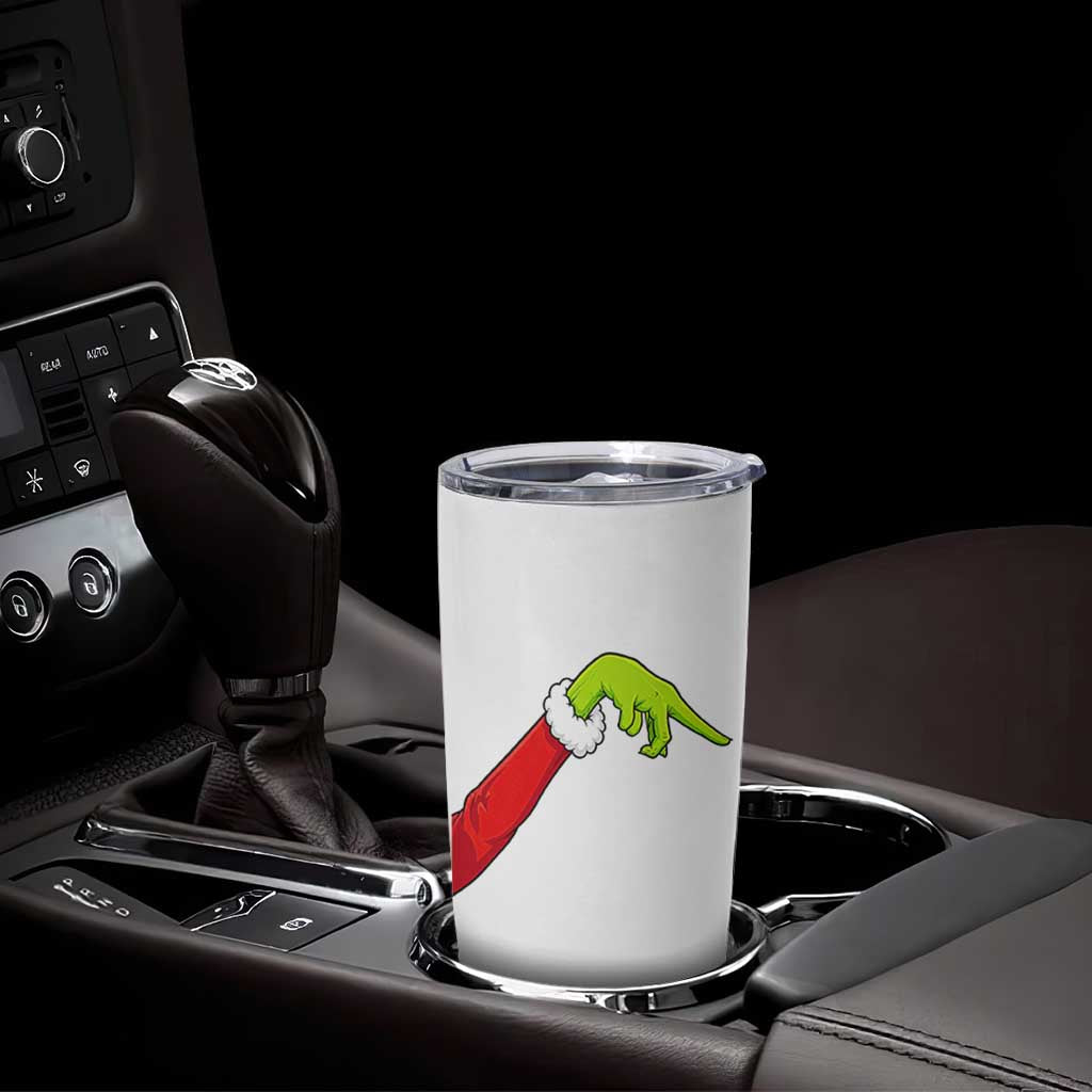 Funny Green Hand Basketball Pointing Meme Tumbler Cup Christmas Holiday Gift