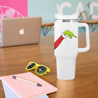 Funny Green Hand Basketball Pointing Meme Tumbler With Handle Christmas Holiday Gift