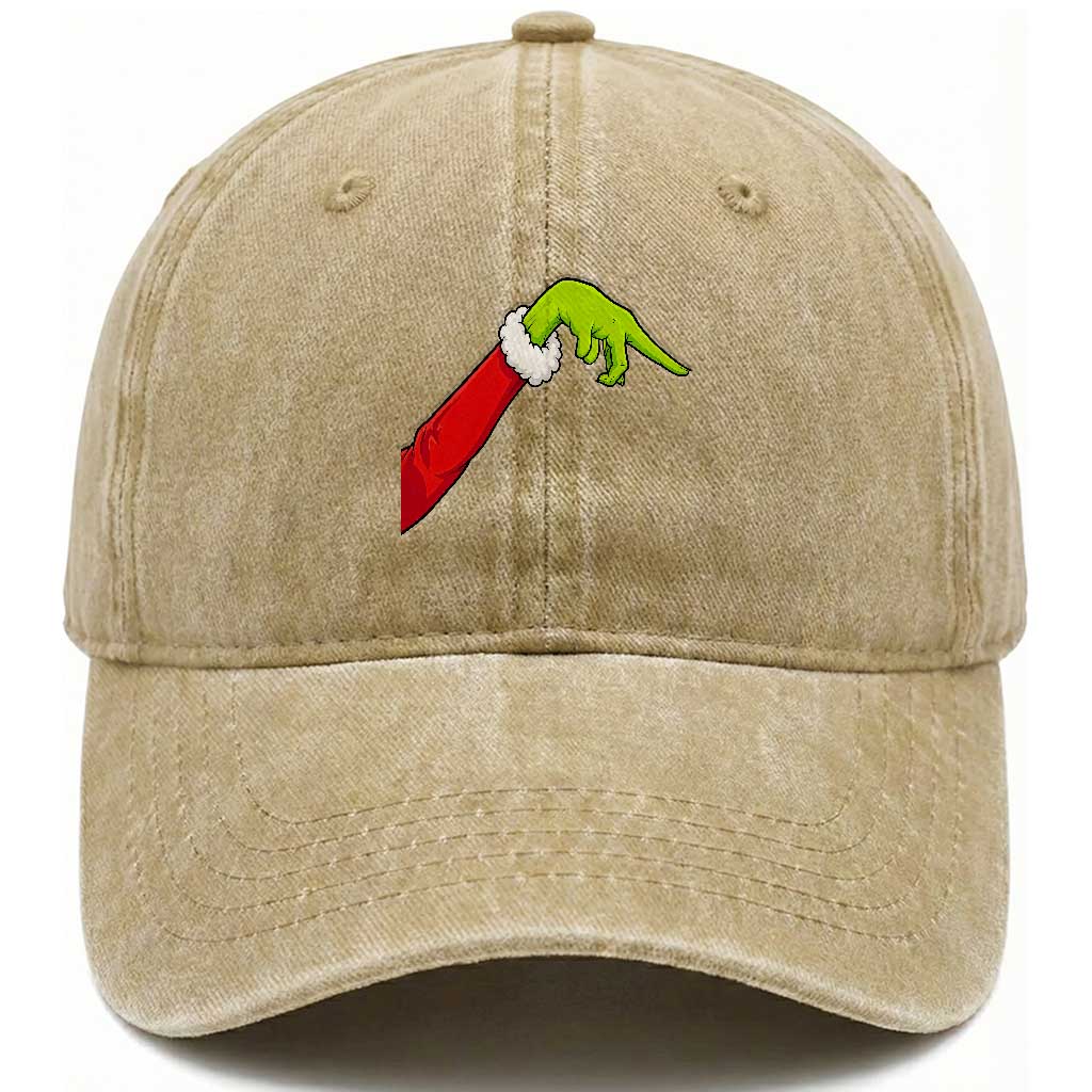 Funny Green Hand Basketball Pointing Meme Washed Cotton Baseball Cap Christmas Holiday Gift