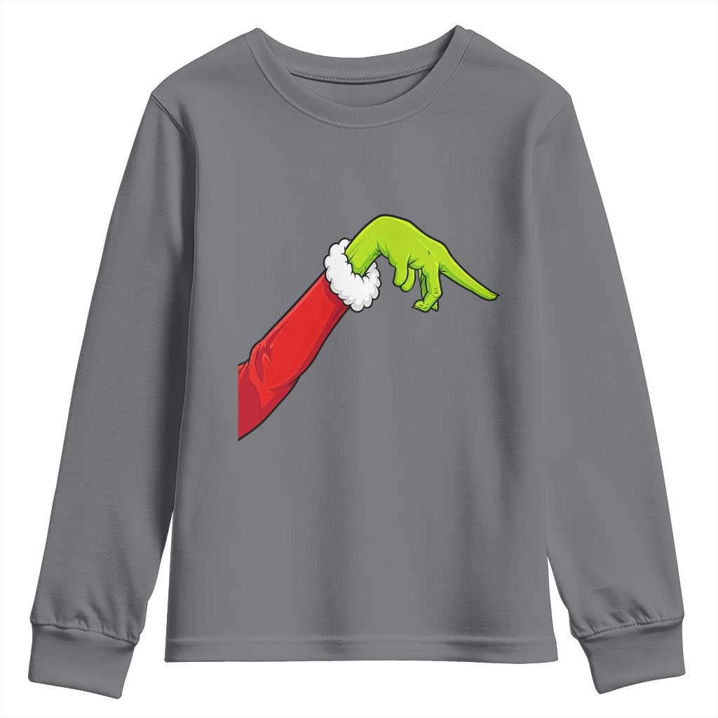 Funny Green Hand Basketball Pointing Meme Youth Sweatshirt Christmas Holiday Gift