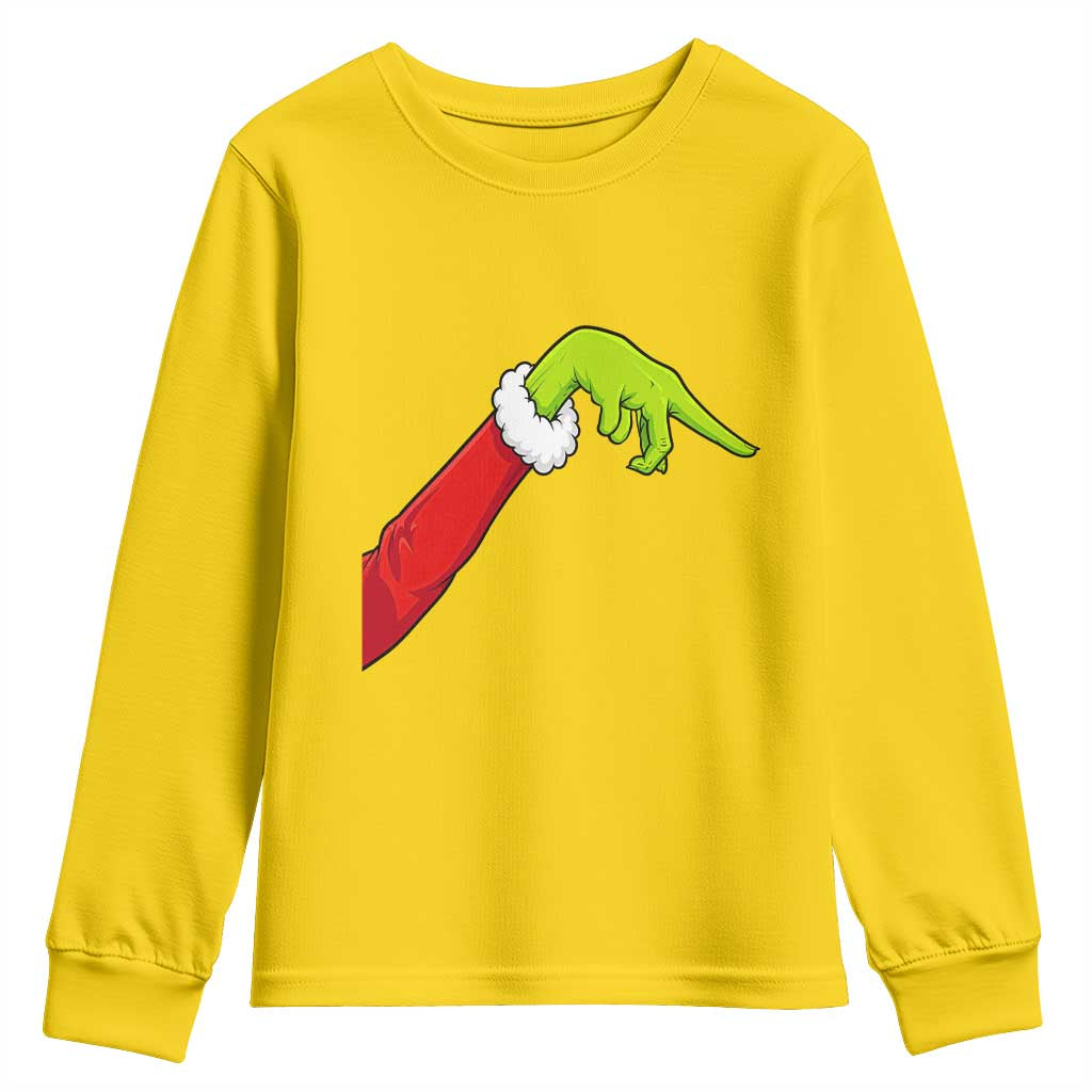 Funny Green Hand Basketball Pointing Meme Youth Sweatshirt Christmas Holiday Gift