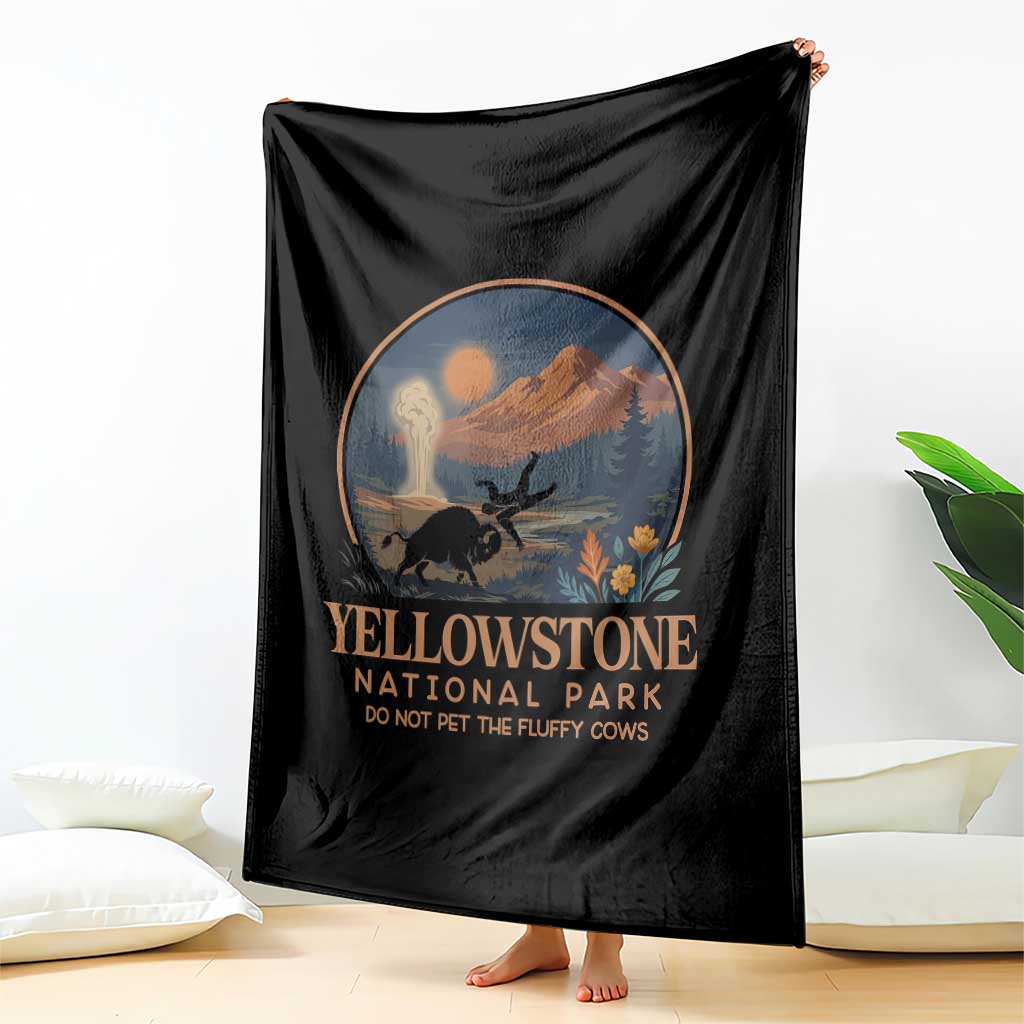 Yellowstone National Park Do Not Pet The Fluffy Cows Throw Blanket Amusing Bison Encounter Campsite Toss