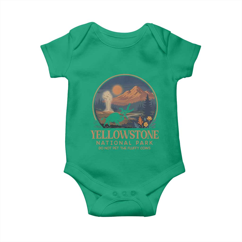Yellowstone National Park Do Not Pet The Fluffy Cows Baby Onesie Amusing Bison Encounter Campsite Toss