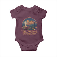 Yellowstone National Park Do Not Pet The Fluffy Cows Baby Onesie Amusing Bison Encounter Campsite Toss