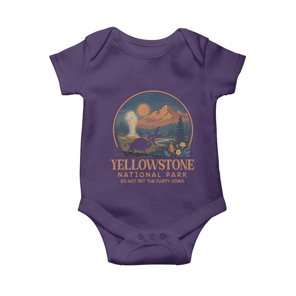 Yellowstone National Park Do Not Pet The Fluffy Cows Baby Onesie Amusing Bison Encounter Campsite Toss