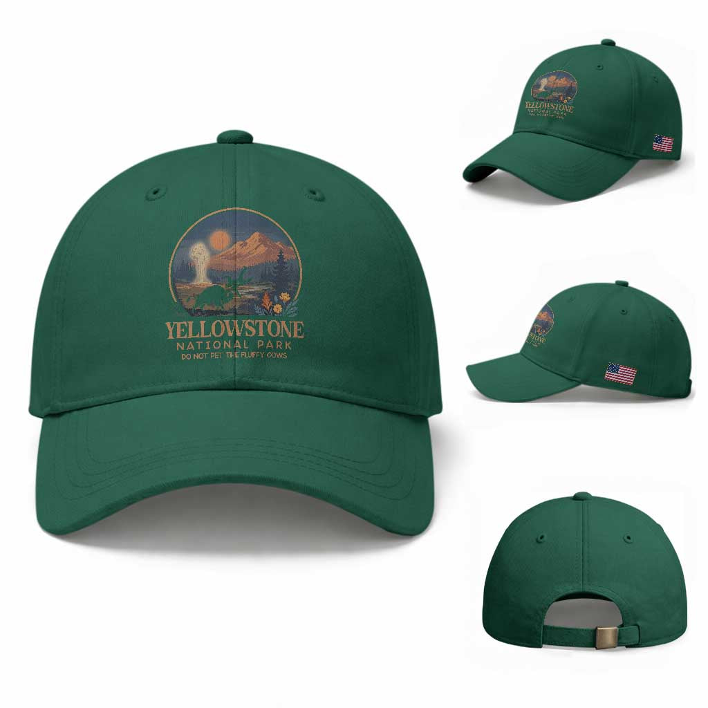 Yellowstone National Park Do Not Pet The Fluffy Cows Baseball Cap Amusing Bison Encounter Campsite Toss