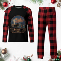 Yellowstone National Park Do Not Pet The Fluffy Cows Plaid Pajama Set Amusing Bison Encounter Campsite Toss