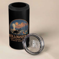 Yellowstone National Park Do Not Pet The Fluffy Cows 4 in 1 Can Cooler Tumbler Amusing Bison Encounter Campsite Toss