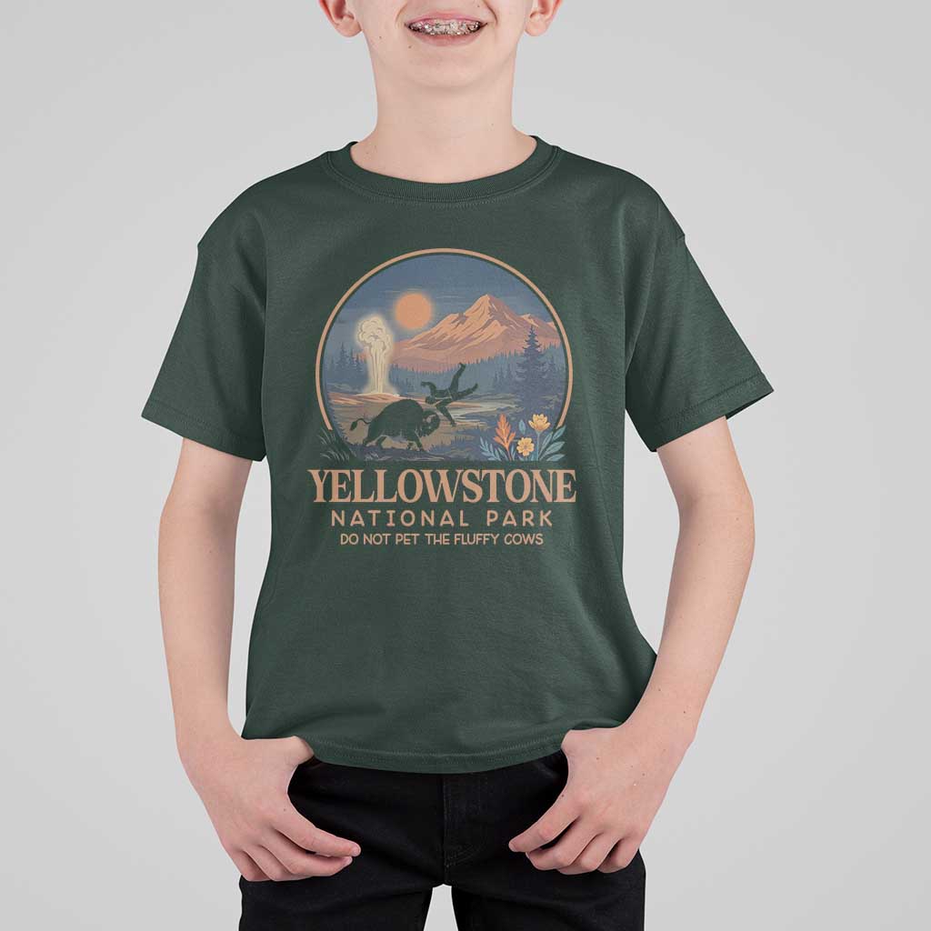 Yellowstone National Park Do Not Pet The Fluffy Cows T Shirt For Kid Amusing Bison Encounter Campsite Toss