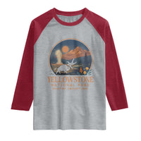 Yellowstone National Park Do Not Pet The Fluffy Cows Raglan Shirt Amusing Bison Encounter Campsite Toss
