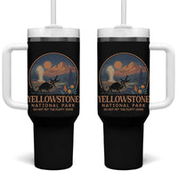 Yellowstone National Park Do Not Pet The Fluffy Cows Tumbler With Handle Amusing Bison Encounter Campsite Toss