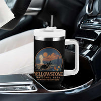 Yellowstone National Park Do Not Pet The Fluffy Cows Tumbler With Handle Amusing Bison Encounter Campsite Toss