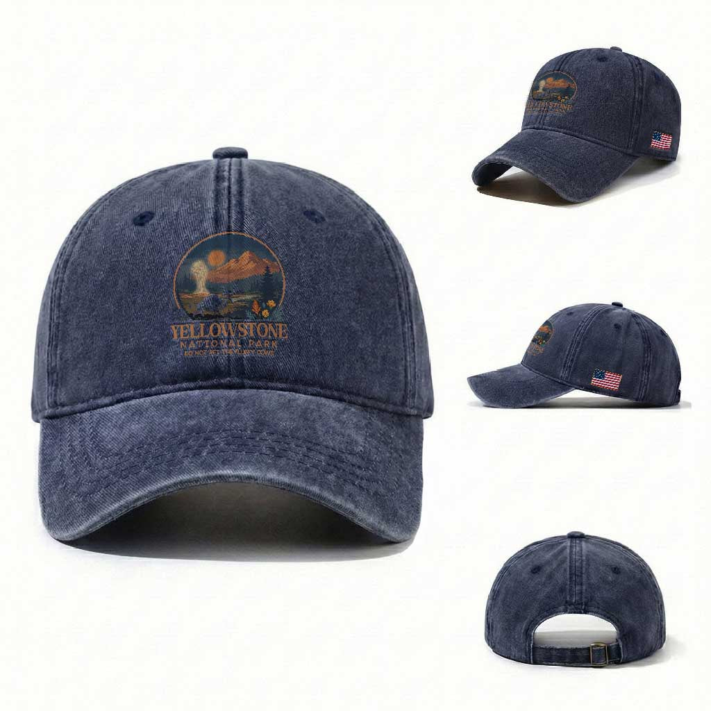 Yellowstone National Park Do Not Pet The Fluffy Cows Washed Cotton Baseball Cap Amusing Bison Encounter Campsite Toss