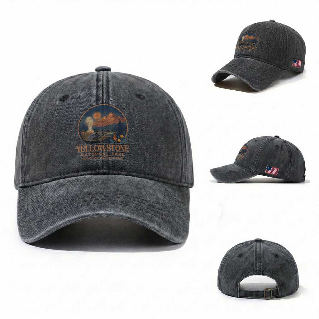 Yellowstone National Park Do Not Pet The Fluffy Cows Washed Cotton Baseball Cap Amusing Bison Encounter Campsite Toss