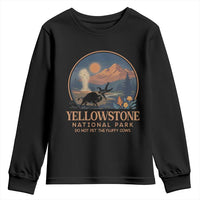 Yellowstone National Park Do Not Pet The Fluffy Cows Youth Sweatshirt Amusing Bison Encounter Campsite Toss