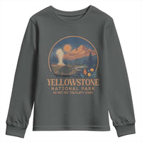 Yellowstone National Park Do Not Pet The Fluffy Cows Youth Sweatshirt Amusing Bison Encounter Campsite Toss