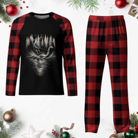 Funny Bigfoot Water Skiing Behind Nessie Plaid Pajama Set Cryptid Lover