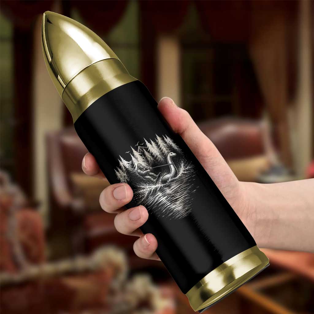 Funny Bigfoot Water Skiing Behind Nessie Bullet Tumbler Cryptid Lover