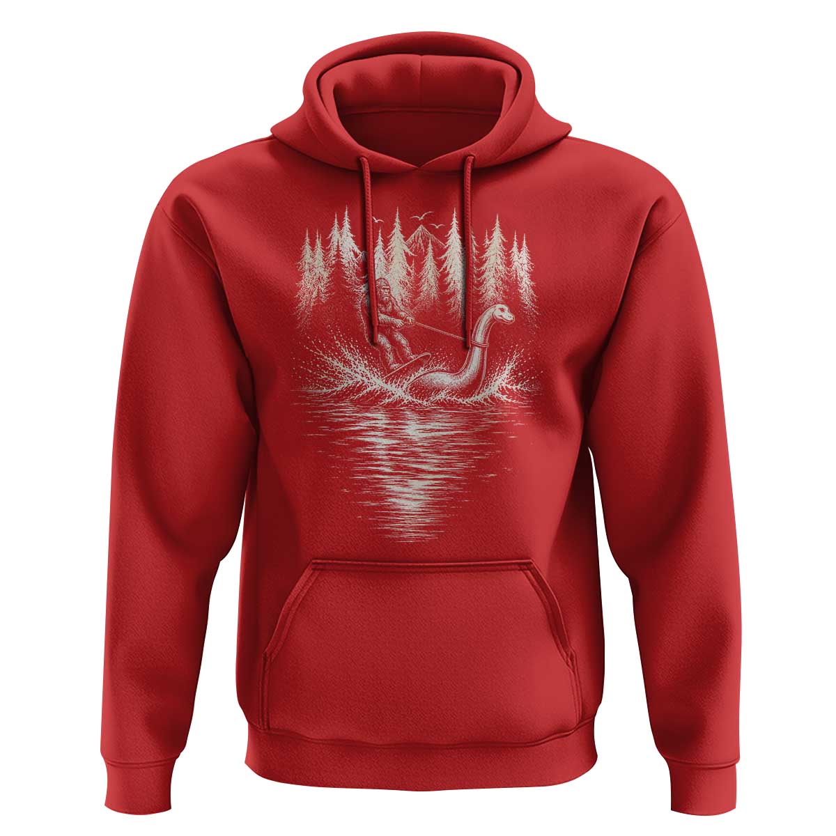 Funny Bigfoot Water Skiing Behind Nessie Hoodie Cryptid Lover