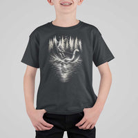 Funny Bigfoot Water Skiing Behind Nessie T Shirt For Kid Cryptid Lover