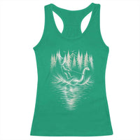 Funny Bigfoot Water Skiing Behind Nessie Racerback Tank Top Cryptid Lover