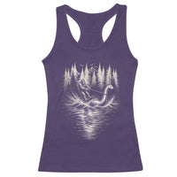 Funny Bigfoot Water Skiing Behind Nessie Racerback Tank Top Cryptid Lover