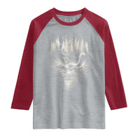 Funny Bigfoot Water Skiing Behind Nessie Raglan Shirt Cryptid Lover