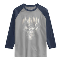 Funny Bigfoot Water Skiing Behind Nessie Raglan Shirt Cryptid Lover