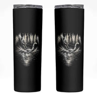 Funny Bigfoot Water Skiing Behind Nessie Skinny Tumbler Cryptid Lover