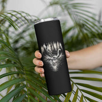 Funny Bigfoot Water Skiing Behind Nessie Skinny Tumbler Cryptid Lover
