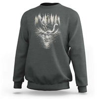 Funny Bigfoot Water Skiing Behind Nessie Sweatshirt Cryptid Lover